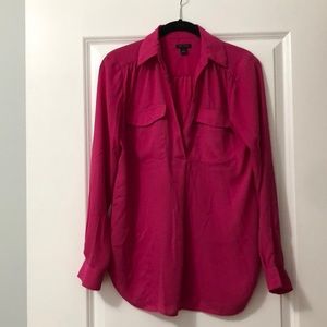 Pink Ann Taylor Camp Shirt XS